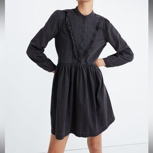 Madewell denim ruffle-yoke babydoll dress in lunar wash